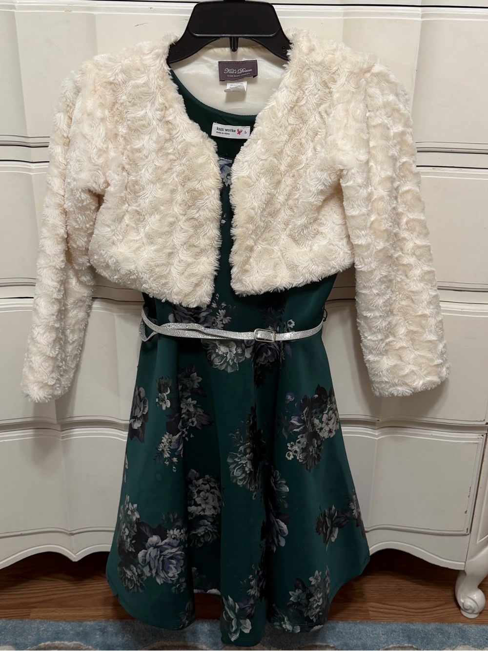 Knitworks Green Floral Kids Formal Dress